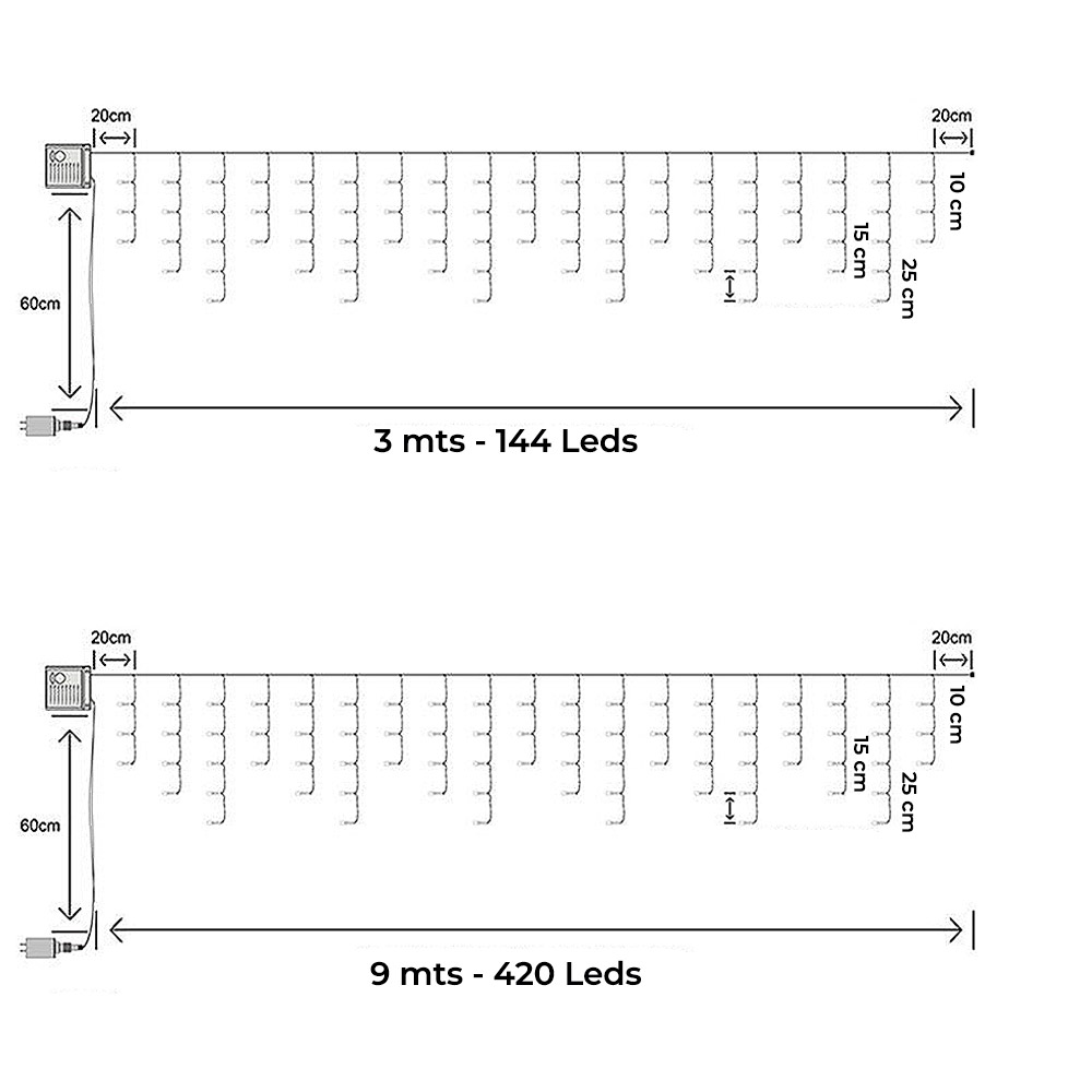LUCES DE CASCADA DORADA 3/9 MTS